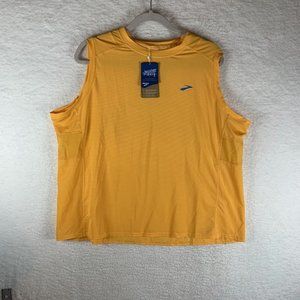 Brooks Tank Top Women's 2XL Saffron Polyester Stretch Atmosphere Sleeveless 7113